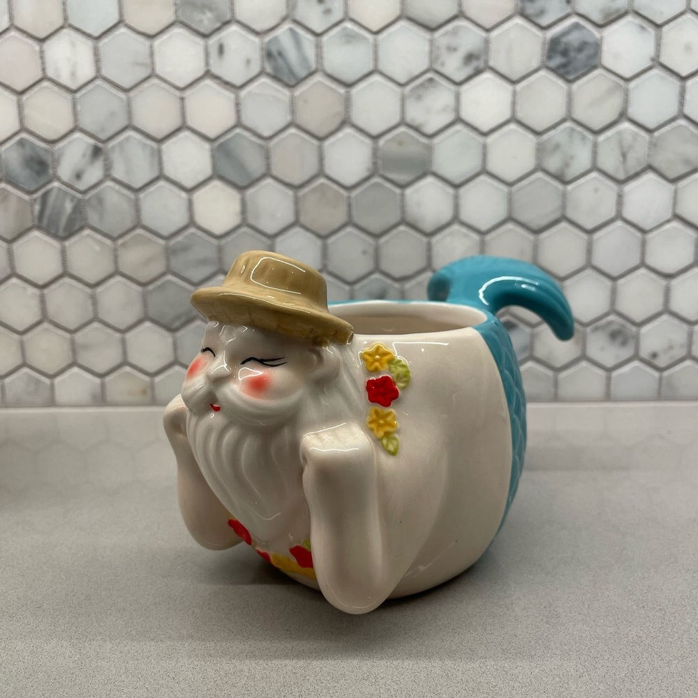 BeachBum Berry - Sippin’ Santa 
Ceramic Mermaid Santa Cup - Mersanta Tiki Mug - Picture 2 of 5